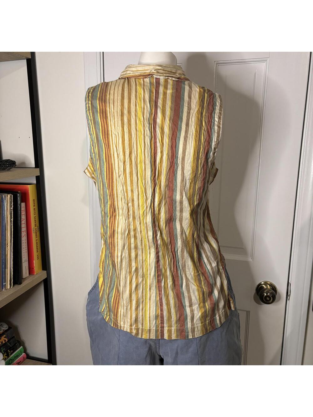 Isabella Bird M Multicolor Striped Silk Blouse - Picture 5 of 6